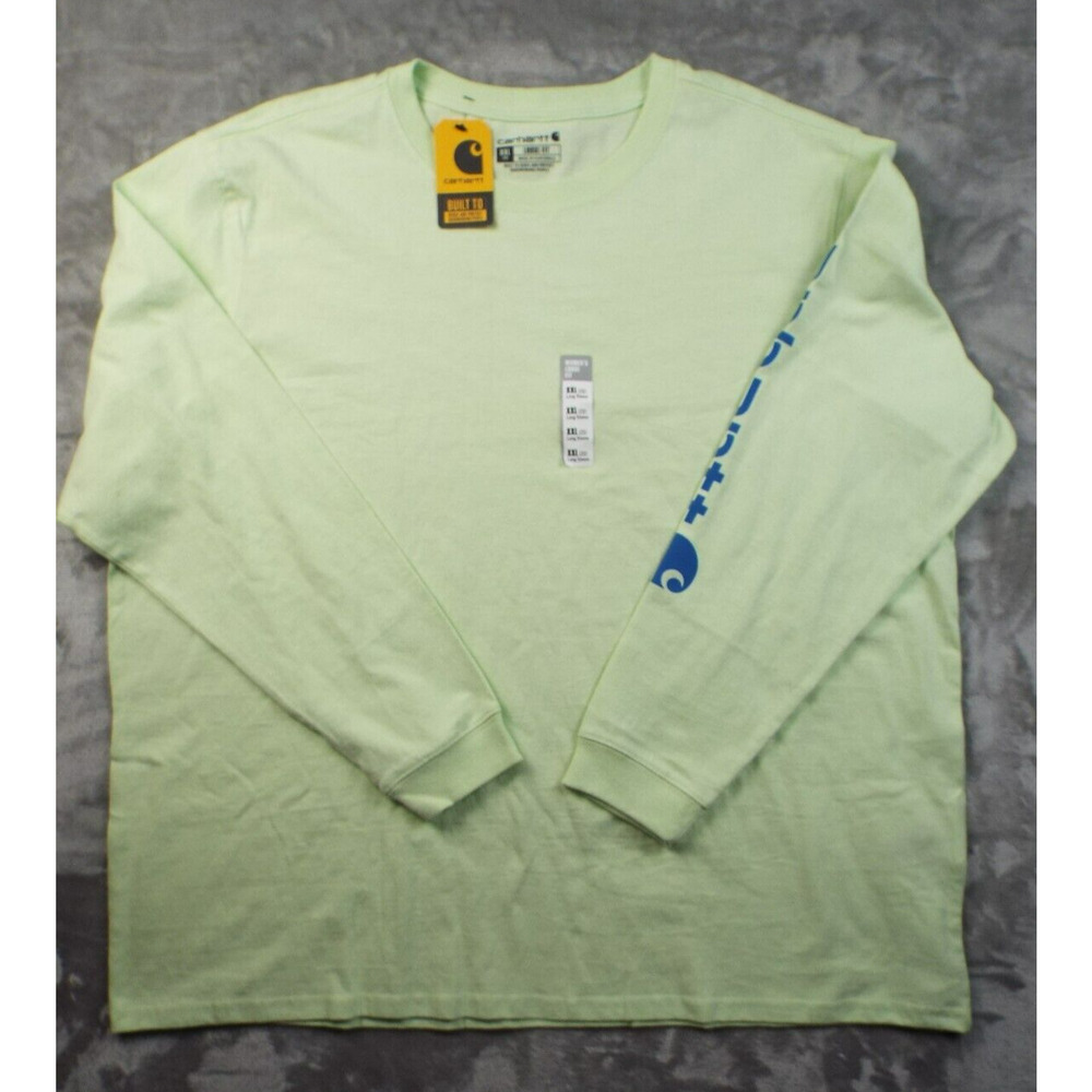 CARHARTT Shirt Womens 2XL Green Workwear Loose Fit Logo Long Sleeve NWT